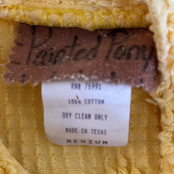 Vintage Painted Pony Woman's Cool Yellow Chenille Western Vest Sz Med - Picture 5 of 7